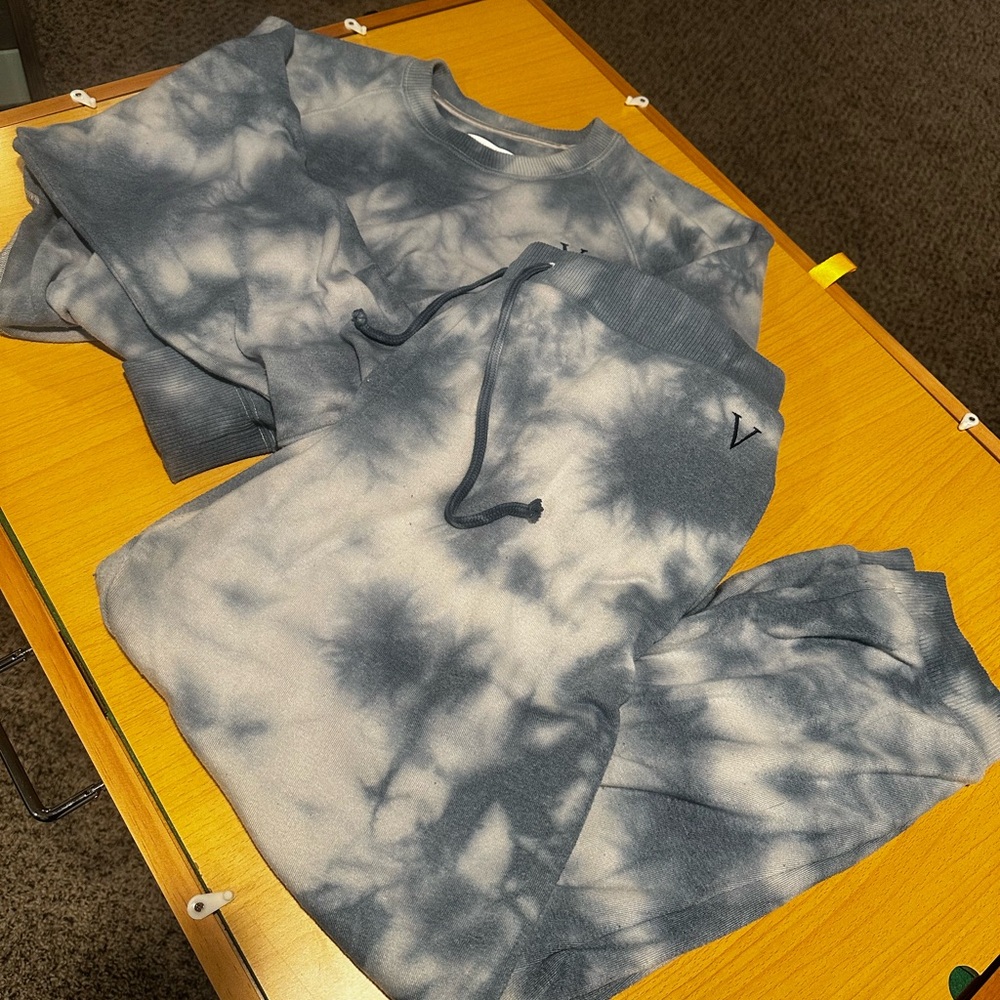 Victoria's Secret Blue Tie-Dye Sweatshirt and Sweatpants Set